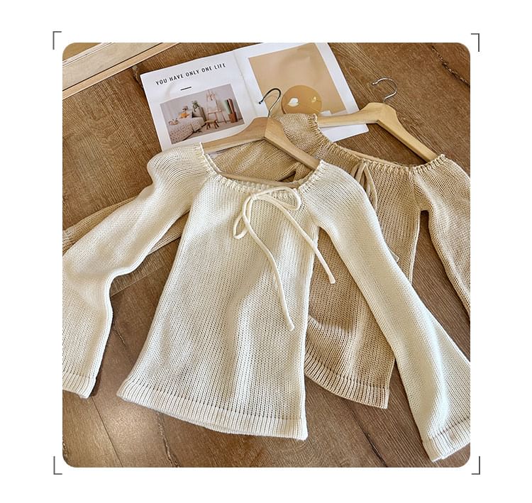 Slim Off-Shoulder Crop Knit in Solid