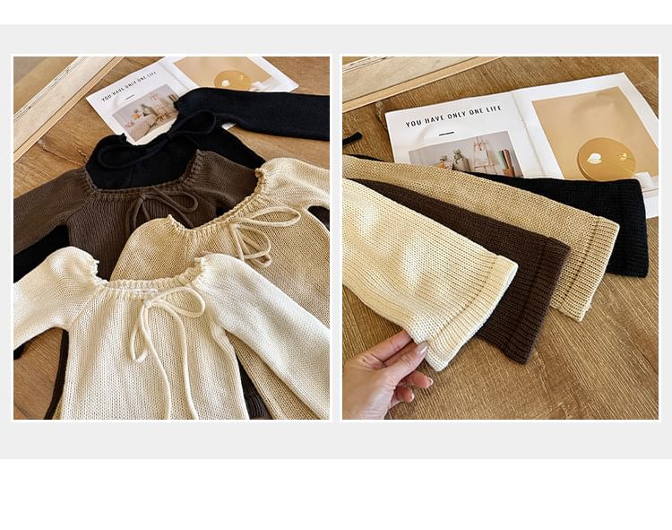 Slim Off-Shoulder Crop Knit in Solid