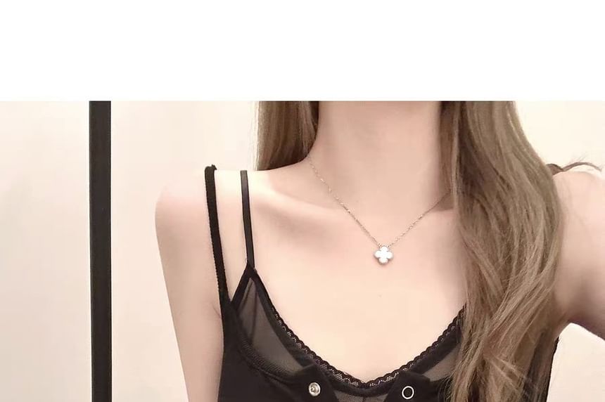 Mock Two Piece Lace Trim Henley Camisole