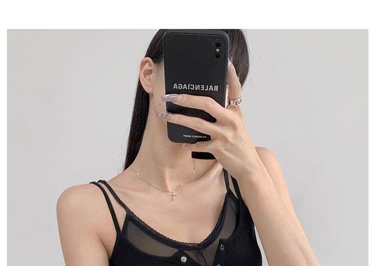 Mock Two Piece Lace Trim Henley Camisole