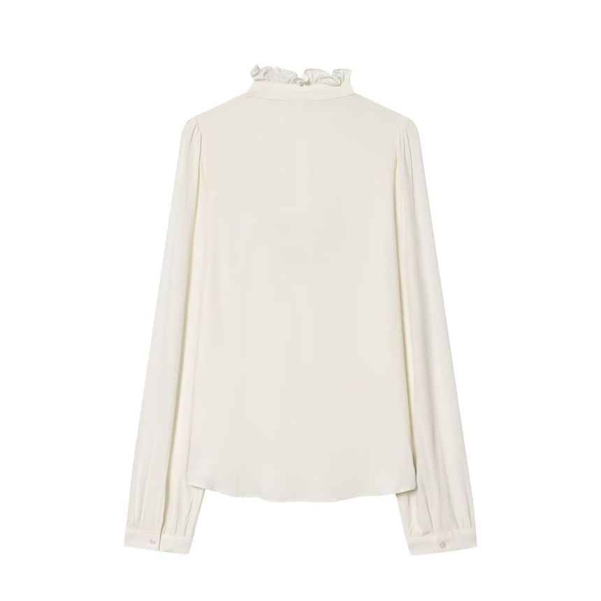 Ruffle Trim Collar Long Sleeve Blouse