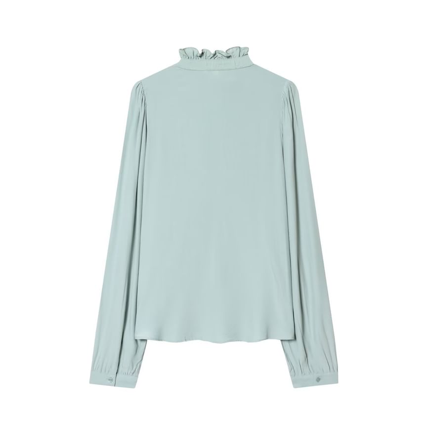 Ruffle Trim Collar Long Sleeve Blouse