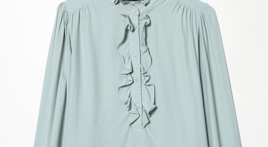 Ruffle Trim Collar Long Sleeve Blouse