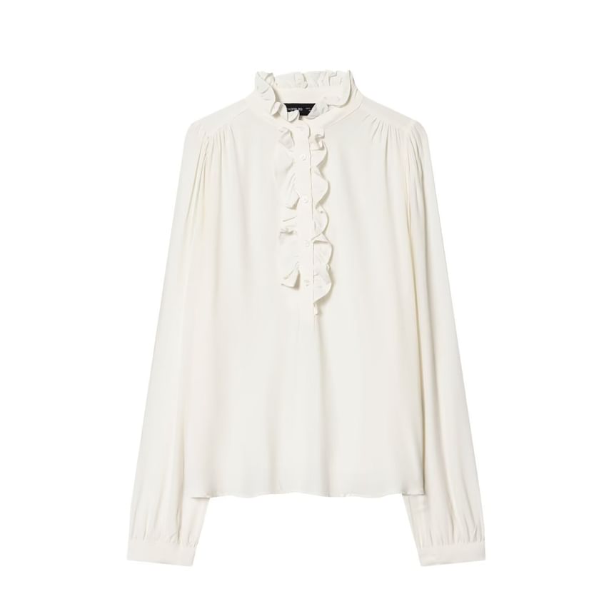 Ruffle Trim Collar Long Sleeve Blouse