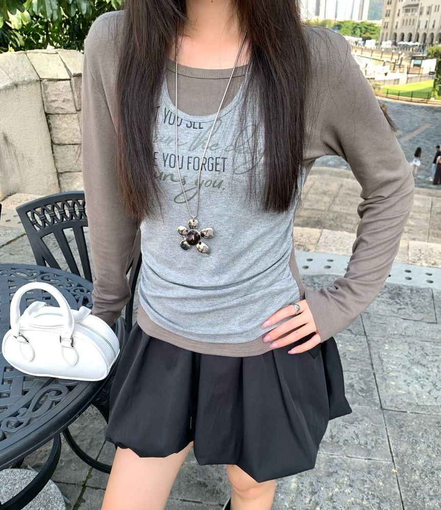 Drawstring Waist Mini A-Line Skirt