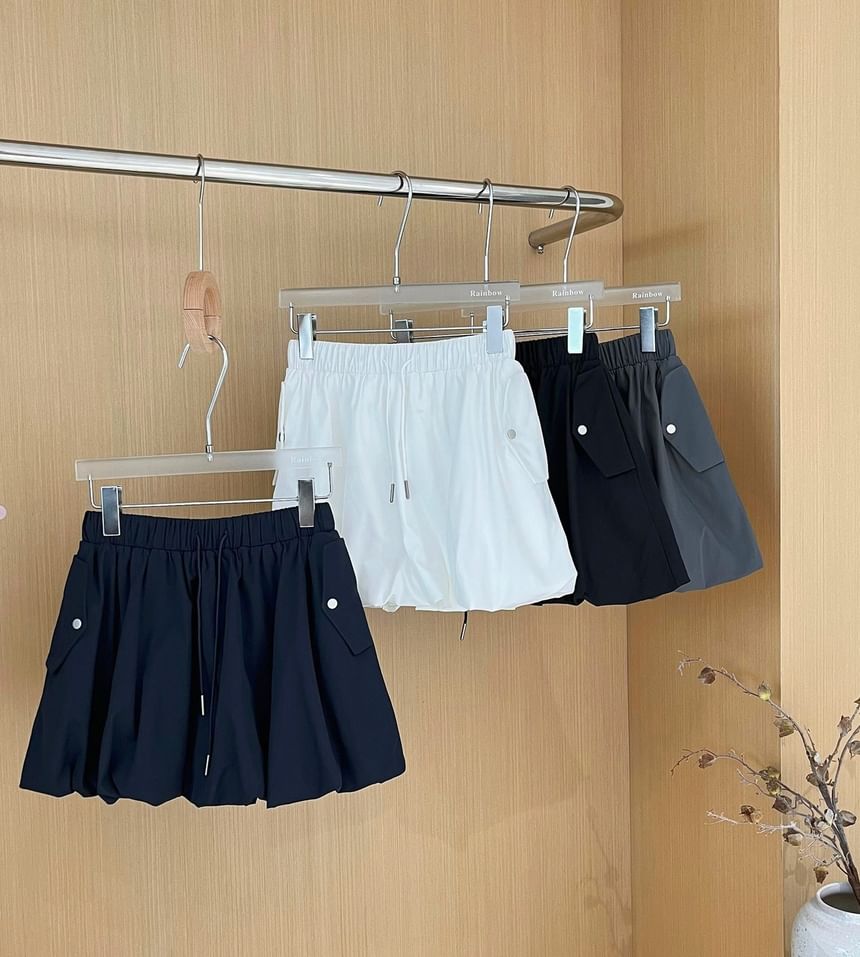 Drawstring Waist Mini A-Line Skirt