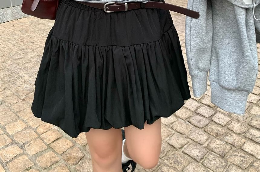 Mini A-Line Skirt with Belt - Low Rise Plain