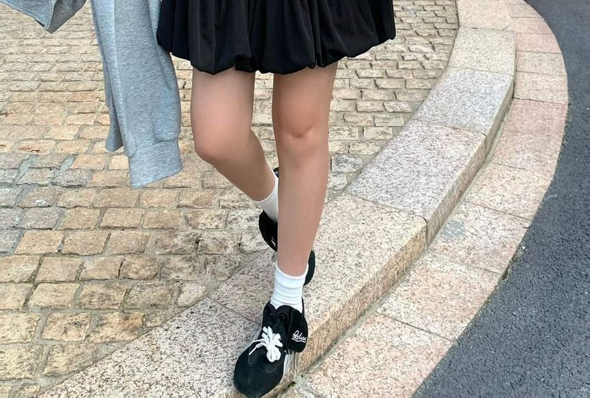 Mini A-Line Skirt with Belt - Low Rise Plain