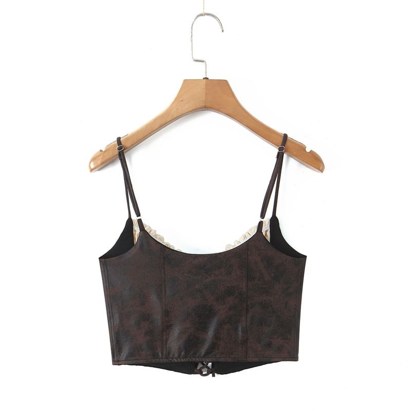 Lace Up Two Tone Crop Camisole