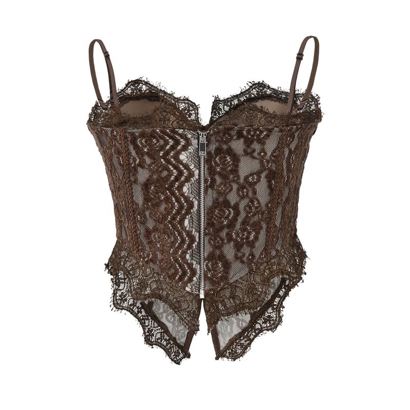 Lace Button Front Crop Corset Top