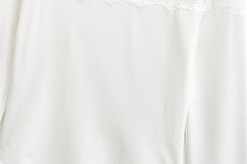 Crewneck Lace Panel Cropped Tee