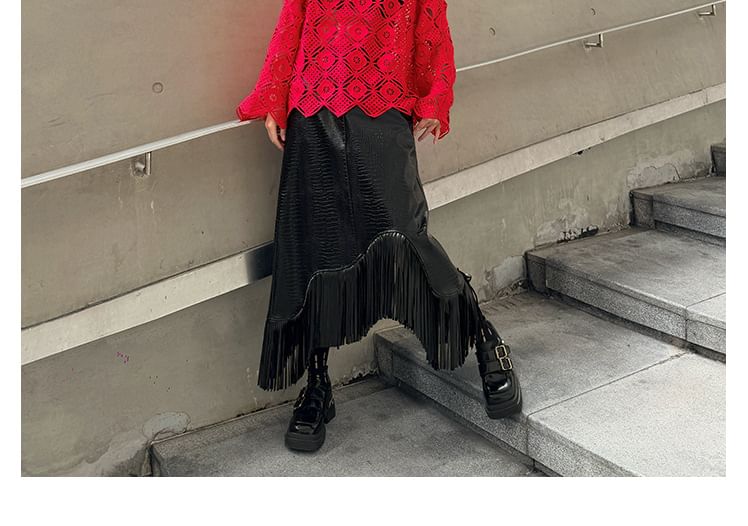Round Neck Lace Long Sleeve Top