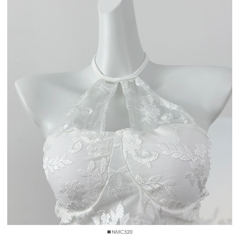 Halter Lace Panel Tank