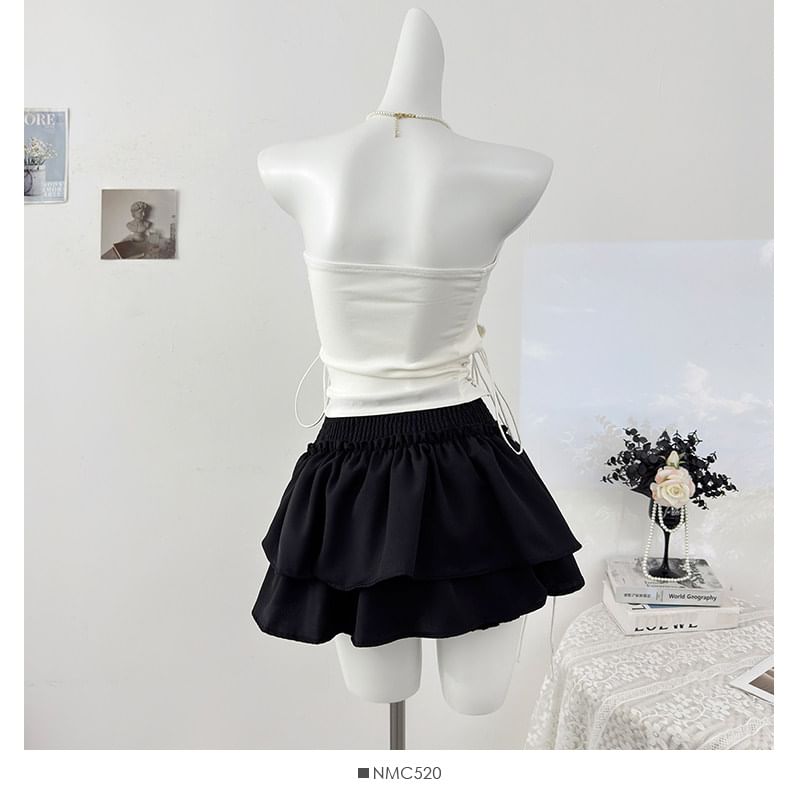Side Lace-Up Zip Tube Top