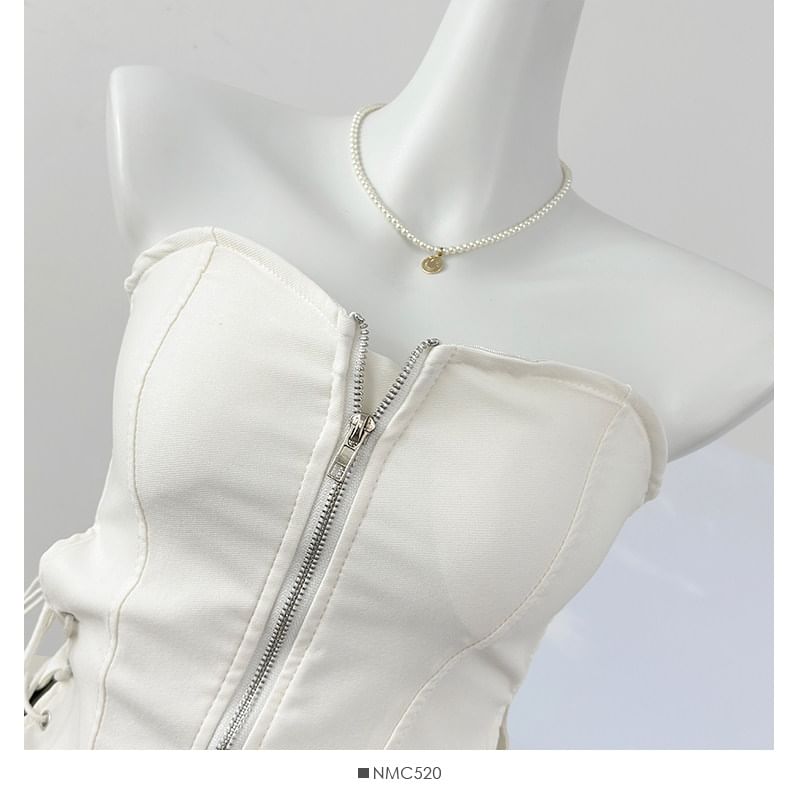 Side Lace-Up Zip Tube Top