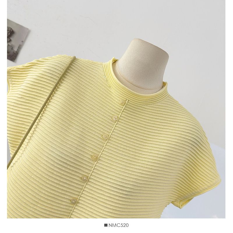 Crew Neck Ruched Knit Tee