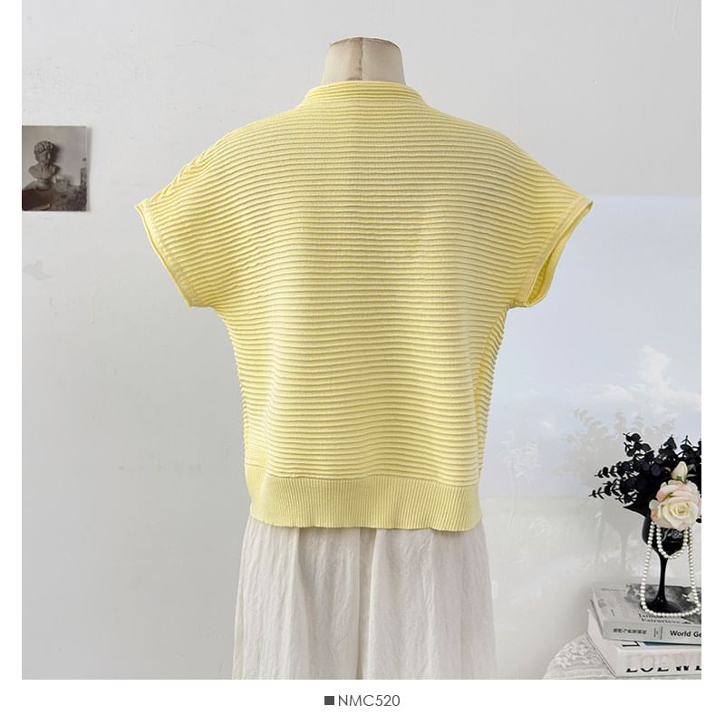 Crew Neck Ruched Knit Tee