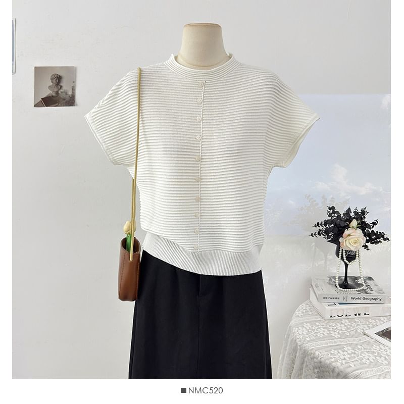Crew Neck Ruched Knit Tee