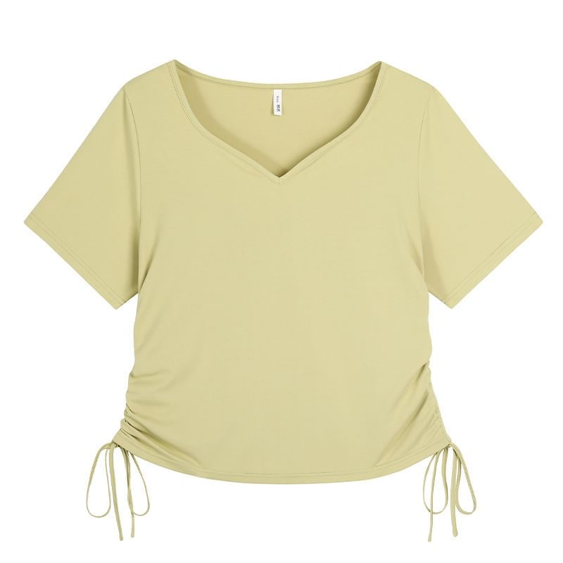 V-Neck Side Drawstring Tee