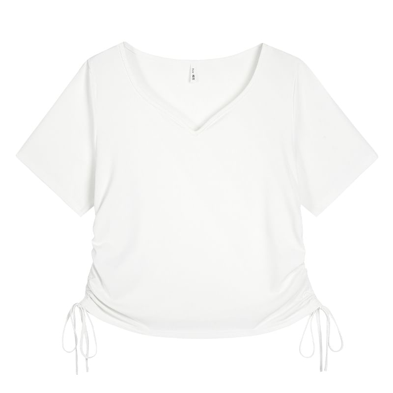 V-Neck Side Drawstring Tee