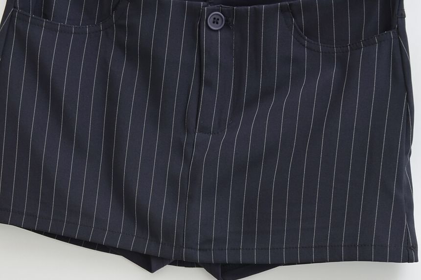 Pinstriped Mini Pencil Skirt - Low Rise