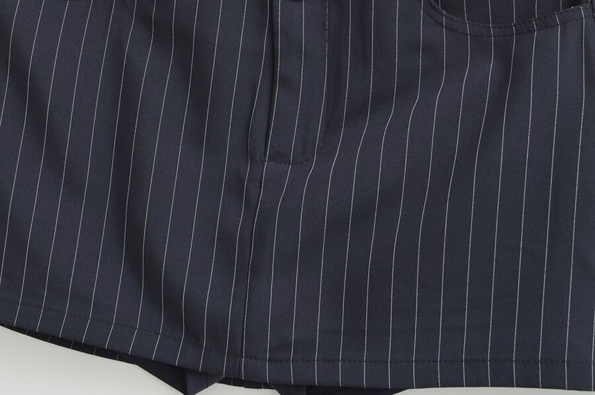 Pinstriped Mini Pencil Skirt - Low Rise