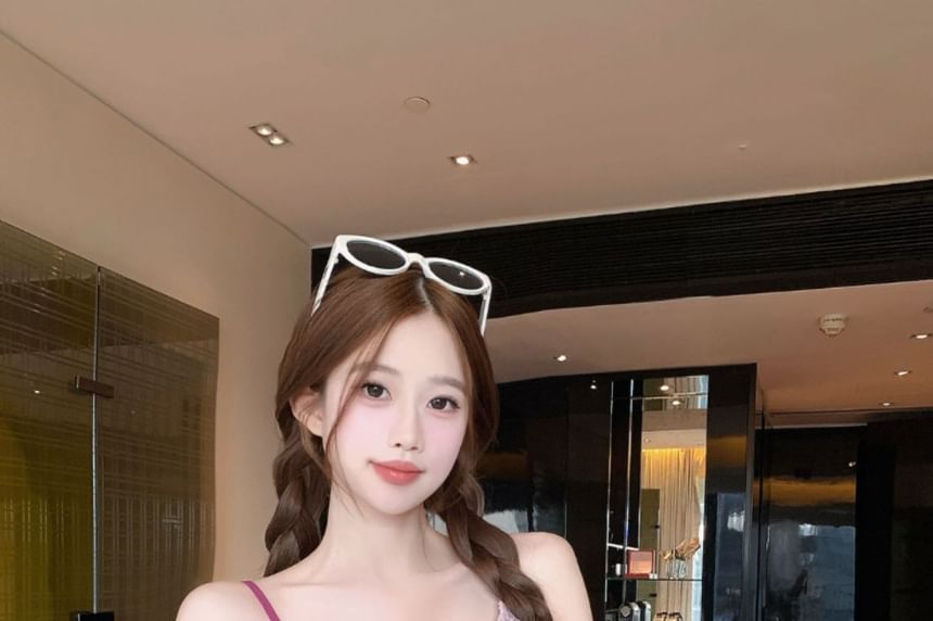 V-Neck Cutout Back Lace Crop Camisole