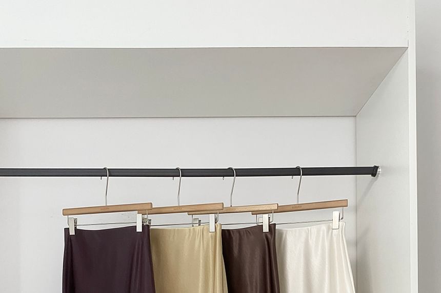 Satin Midi A-Line High-Waisted Skirt