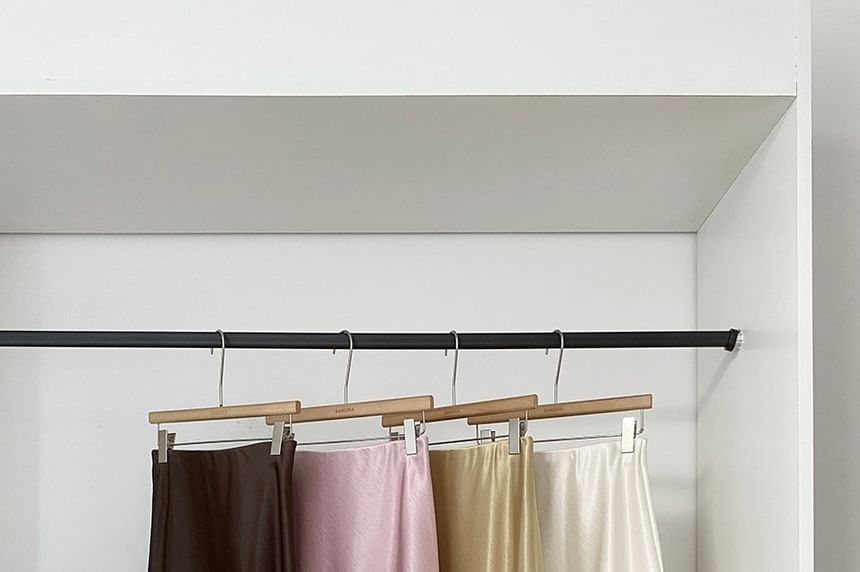 Satin Midi A-Line High-Waisted Skirt