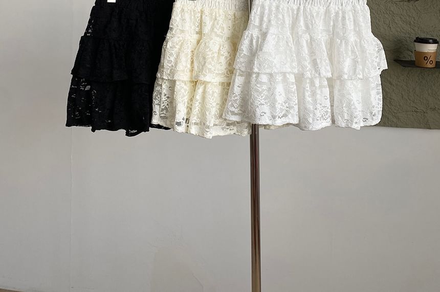 Lace Mini A-Line High-Waisted Skirt
