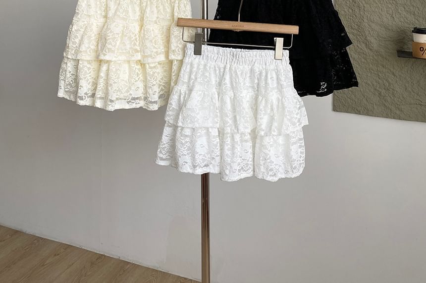 Lace Mini A-Line High-Waisted Skirt