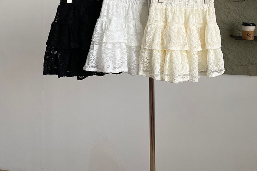 Lace Mini A-Line High-Waisted Skirt