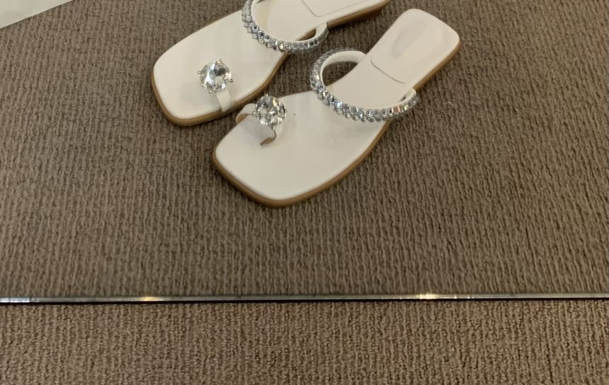 Rhinestone Toe Loop Slide Sandals