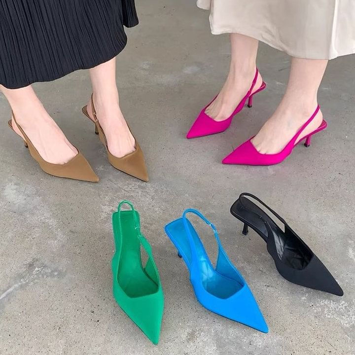 Pointy High Heel Slingback Sandals
