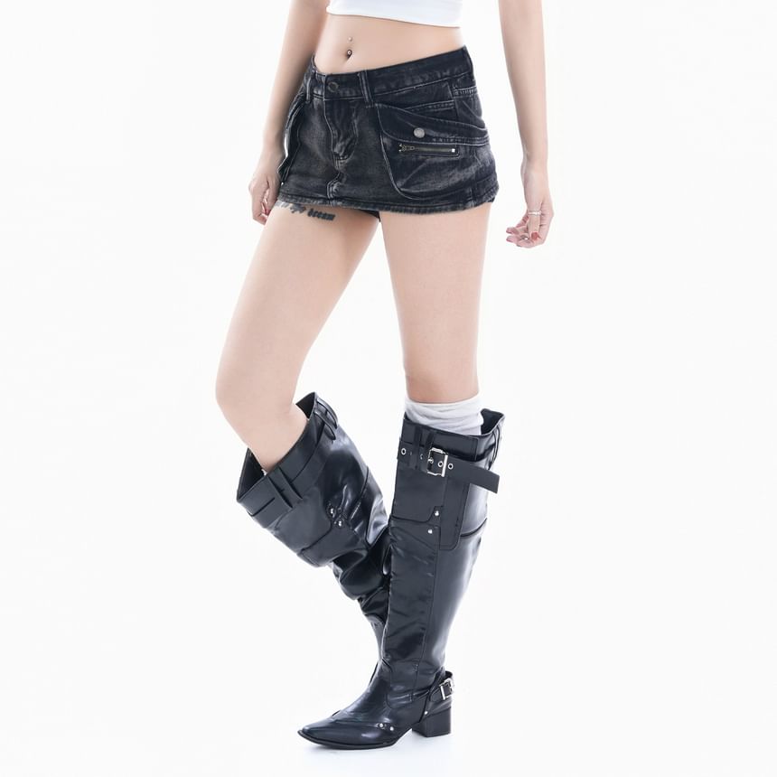 Denim Low Rise Mini Skirt