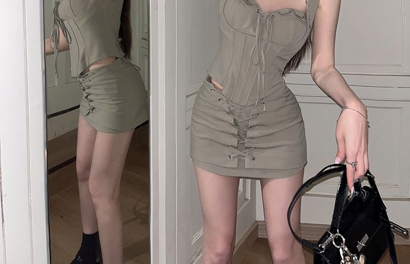 Sweetheart Neck Bustier Top & Mini Pencil Skirt Set
