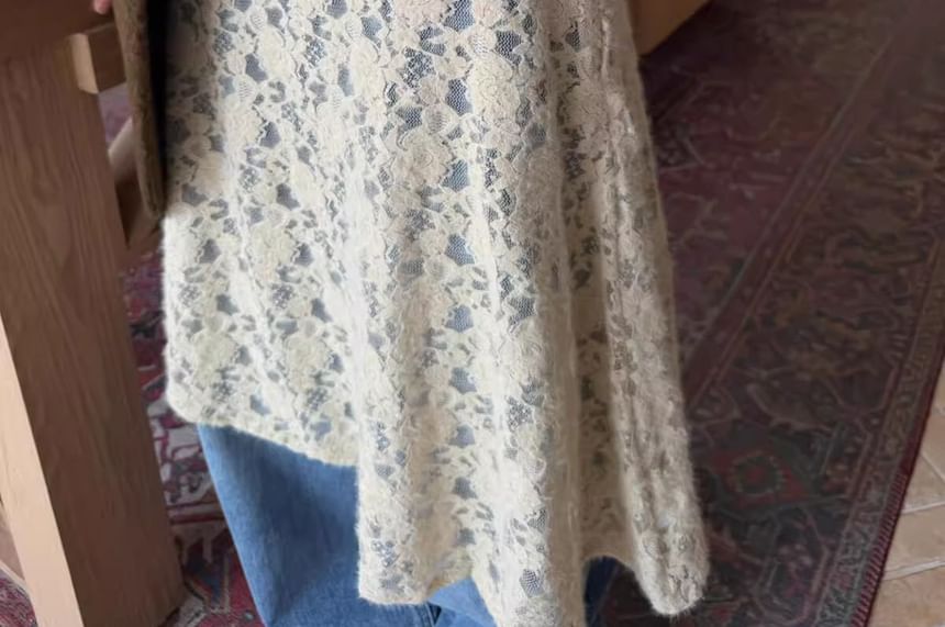 Mid-Rise Plain Lace Overlay Skirt