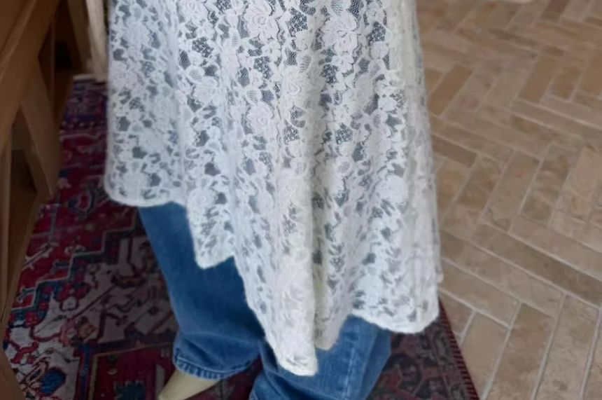 Mid-Rise Plain Lace Overlay Skirt