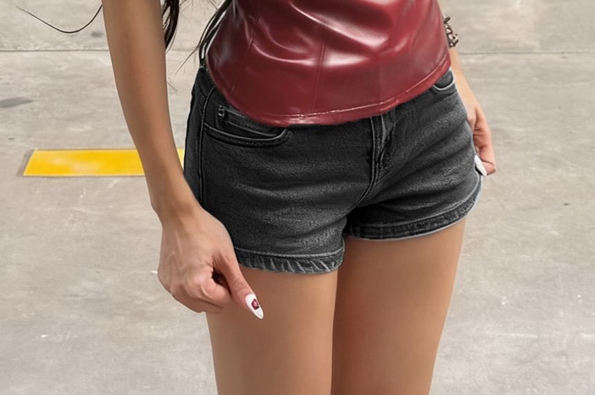 Faux Leather Sweetheart Strap Camisole