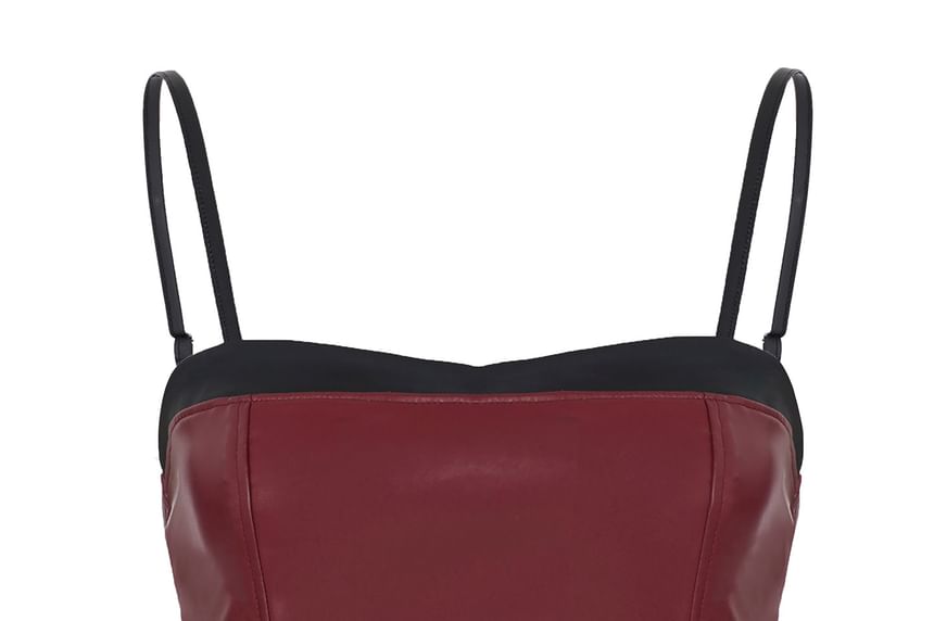 Faux Leather Sweetheart Strap Camisole