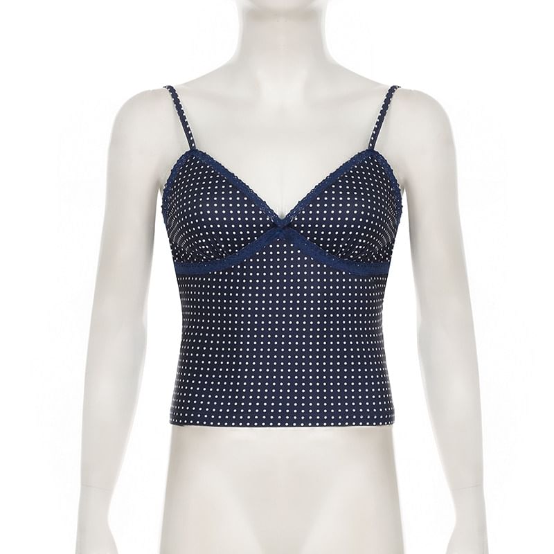 Dotted V-Neck Spaghetti Strap Camisole