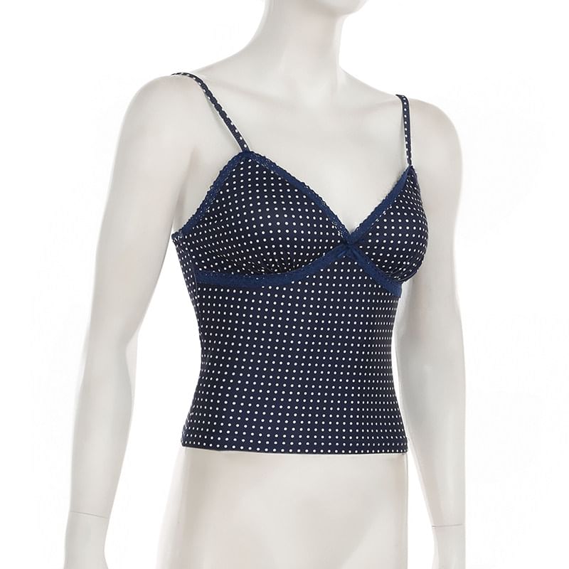 Dotted V-Neck Spaghetti Strap Camisole