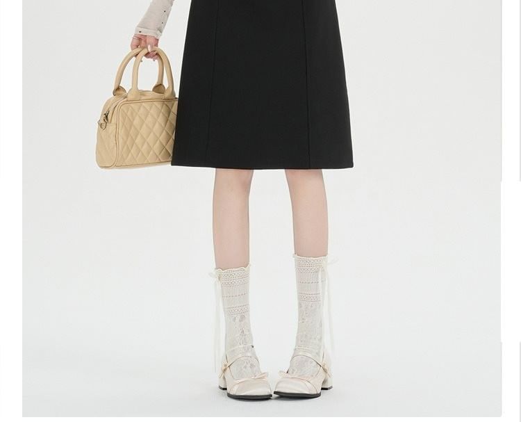 High-Waisted Slit A-Line Skirt in Plain