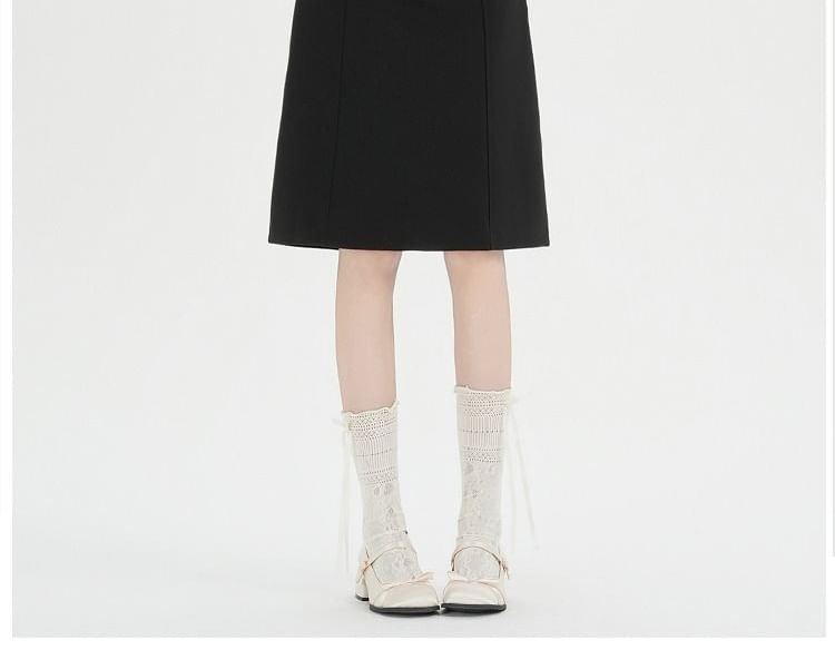 High-Waisted Slit A-Line Skirt in Plain
