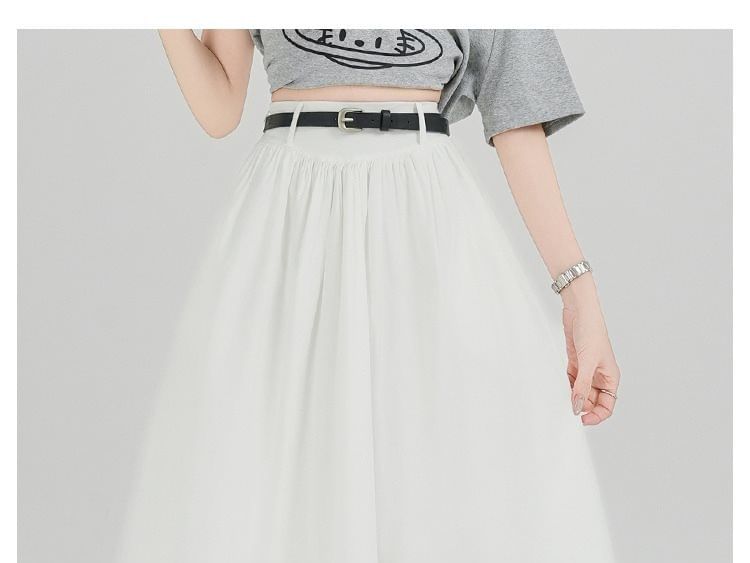 Plain High-Waisted A-Line Skirt