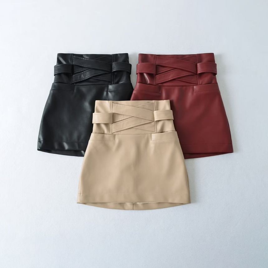 Faux Leather Mini Pencil High-Waisted Skirt