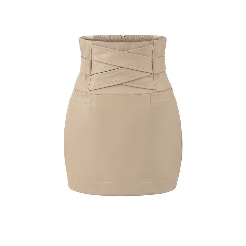 Faux Leather Mini Pencil High-Waisted Skirt