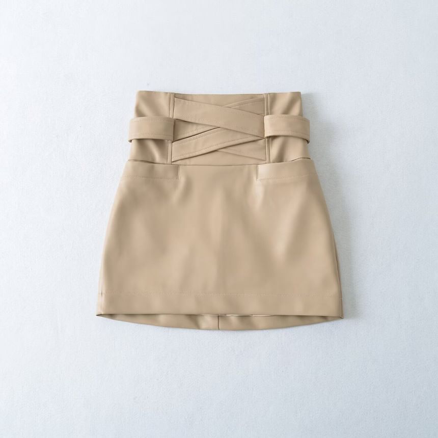 Faux Leather Mini Pencil High-Waisted Skirt