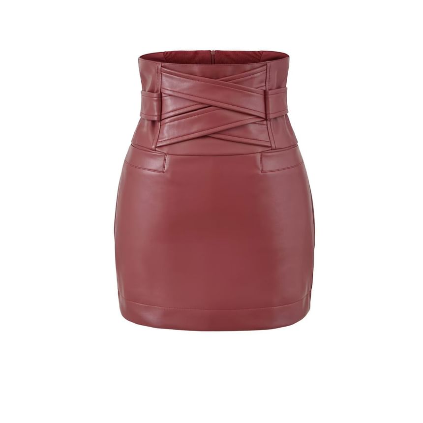 Faux Leather Mini Pencil High-Waisted Skirt