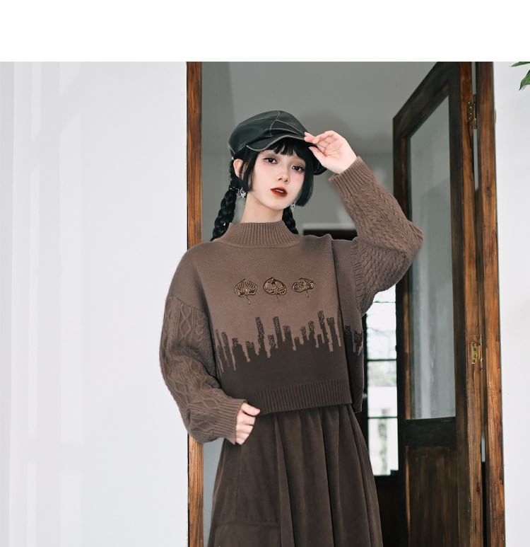 Corduroy Midi A-Line High-Waisted Skirt
